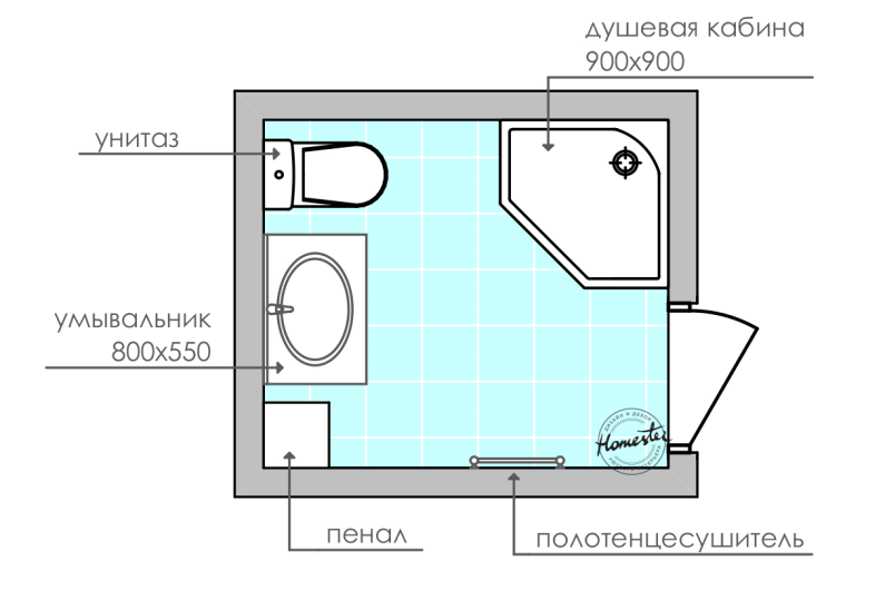 Планировка ванной 4 кв.м
